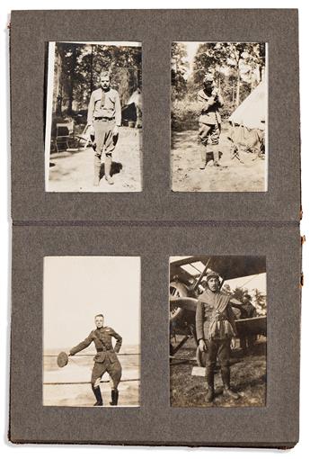 (AVIATION.) Photo album kept by a Harvard Flying Corps aviator who served in the first World War.